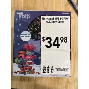 Gemmy Trolls 4ft Poppy w/ Candy Cane Christmas‎ Inflatable Yard Decor New